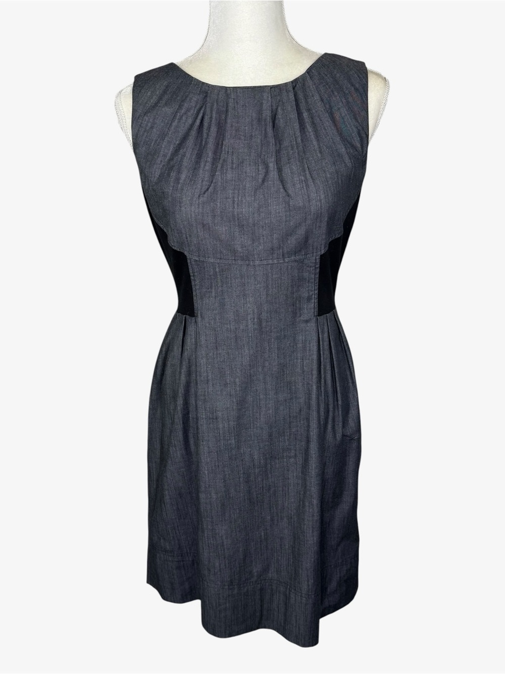Calvin Klein denim look sheath dress 4 gray and black sleeveless pencil dress